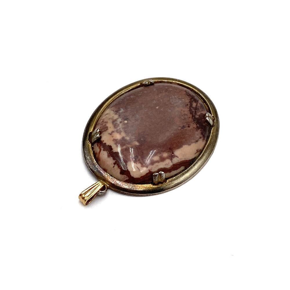 Pendant Vintage Stone red Brown White Spots Estate